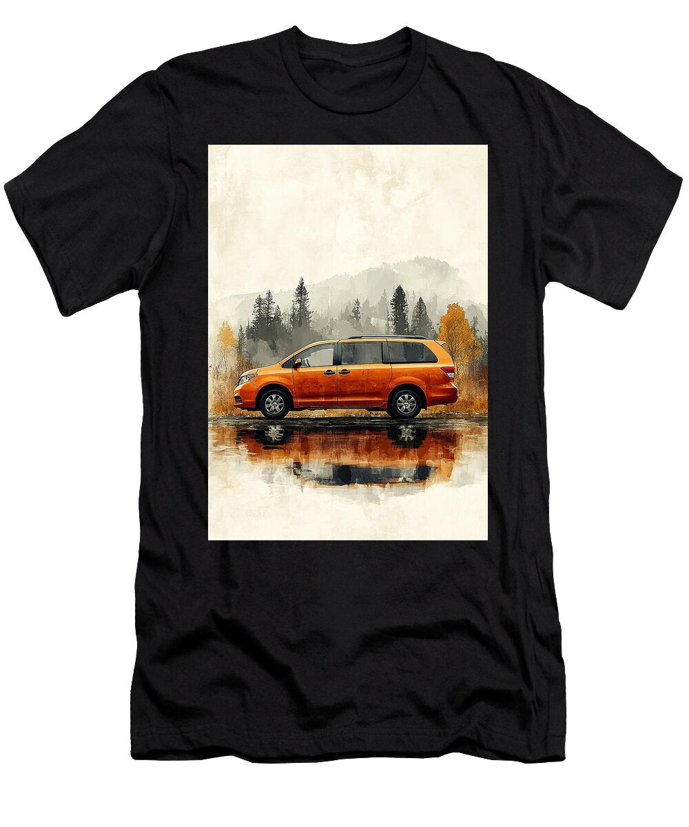 Orange Minivan Parked in Autumn Forest Kari Goldfalse T-Shirt