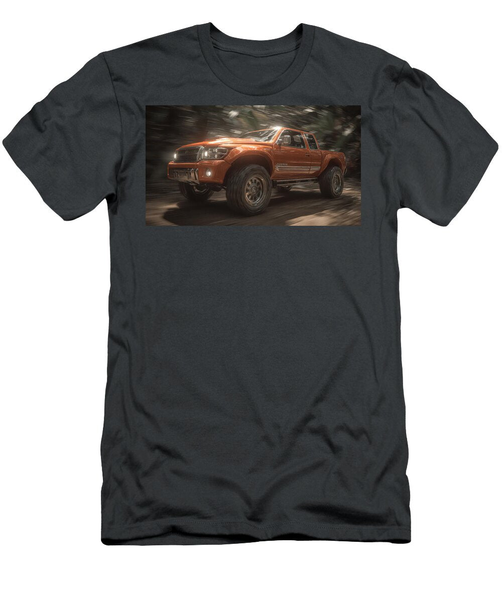 Orange Pickup Truck in Motion Evie Carrier T-Shirt