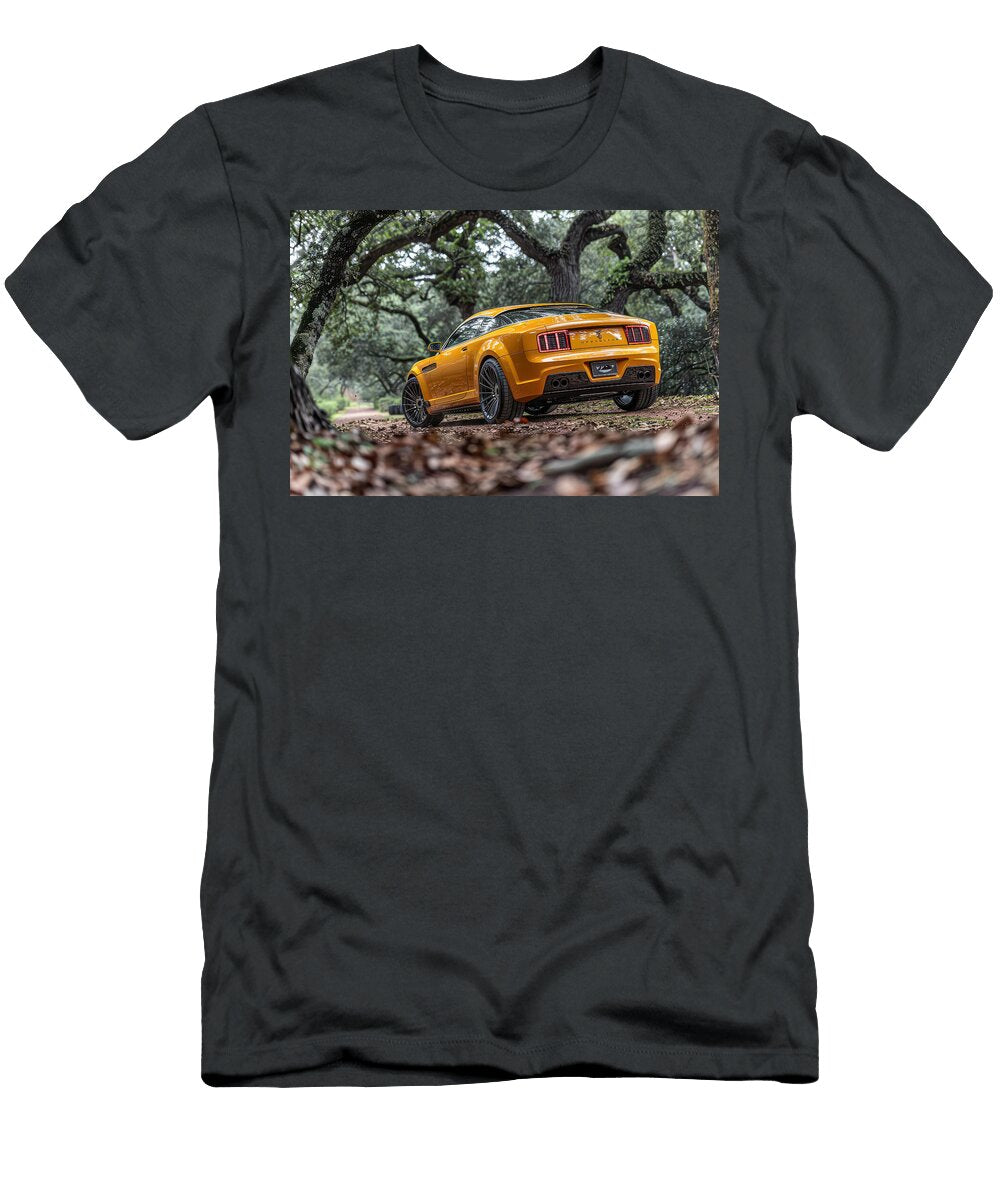 Orange Sports Car in Forest Setting Evie Carrier T-Shirt