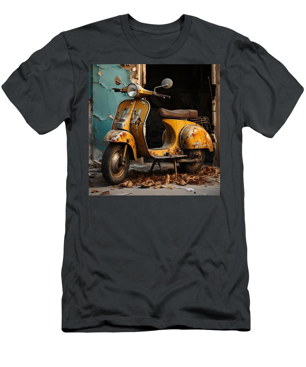 Orange Vespa Italian Scooter N006 Edit Voros T-Shirt