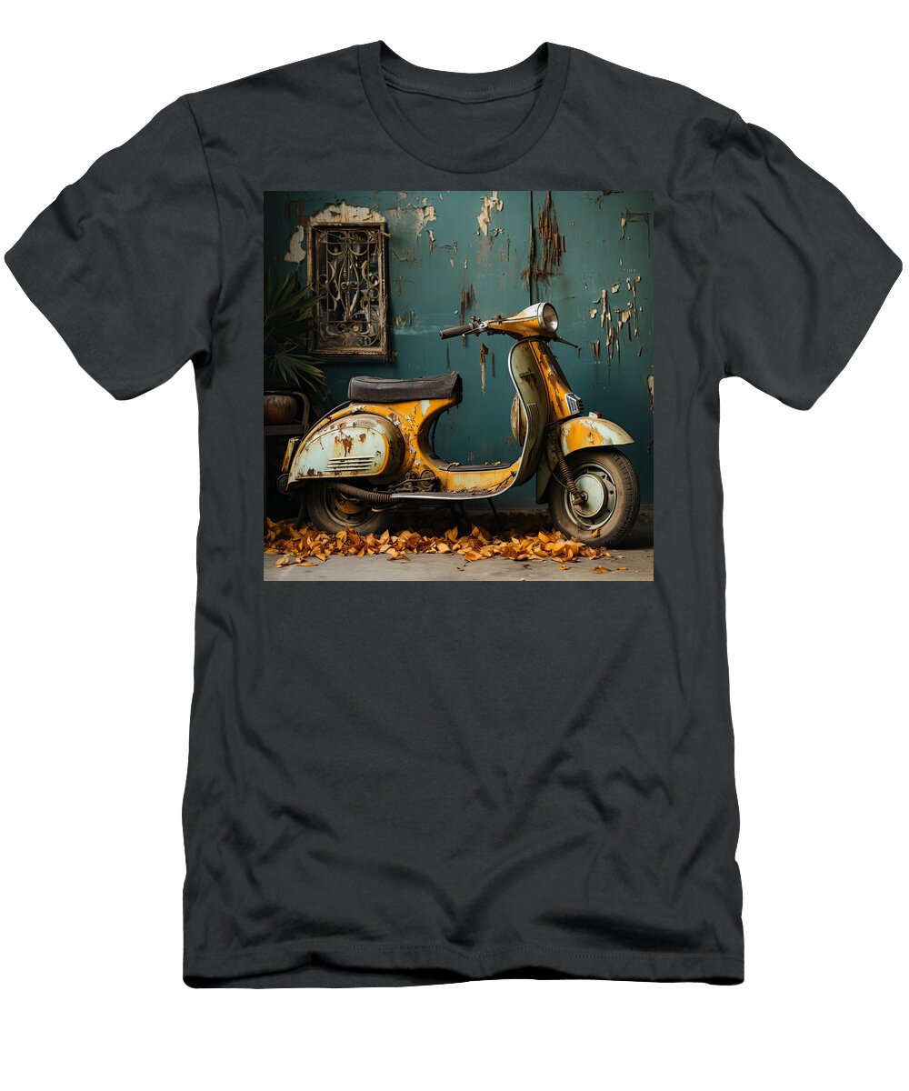 Orange Vespa Italian Scooter N008 Edit Voros T-Shirt
