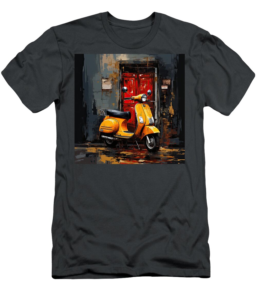 Orange Vespa Italian Scooter N013 Edit Voros T-Shirt