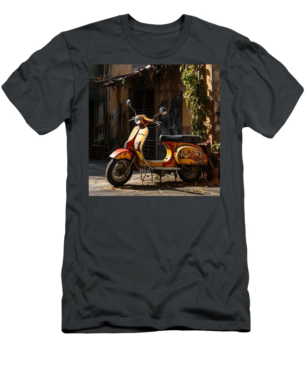 Orange Vespa Italian Scooter N016 Edit Voros T-Shirt