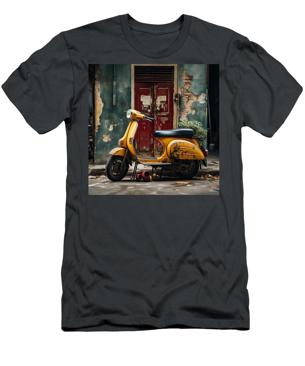 Orange Vespa Italian Scooter N018 Edit Voros T-Shirt