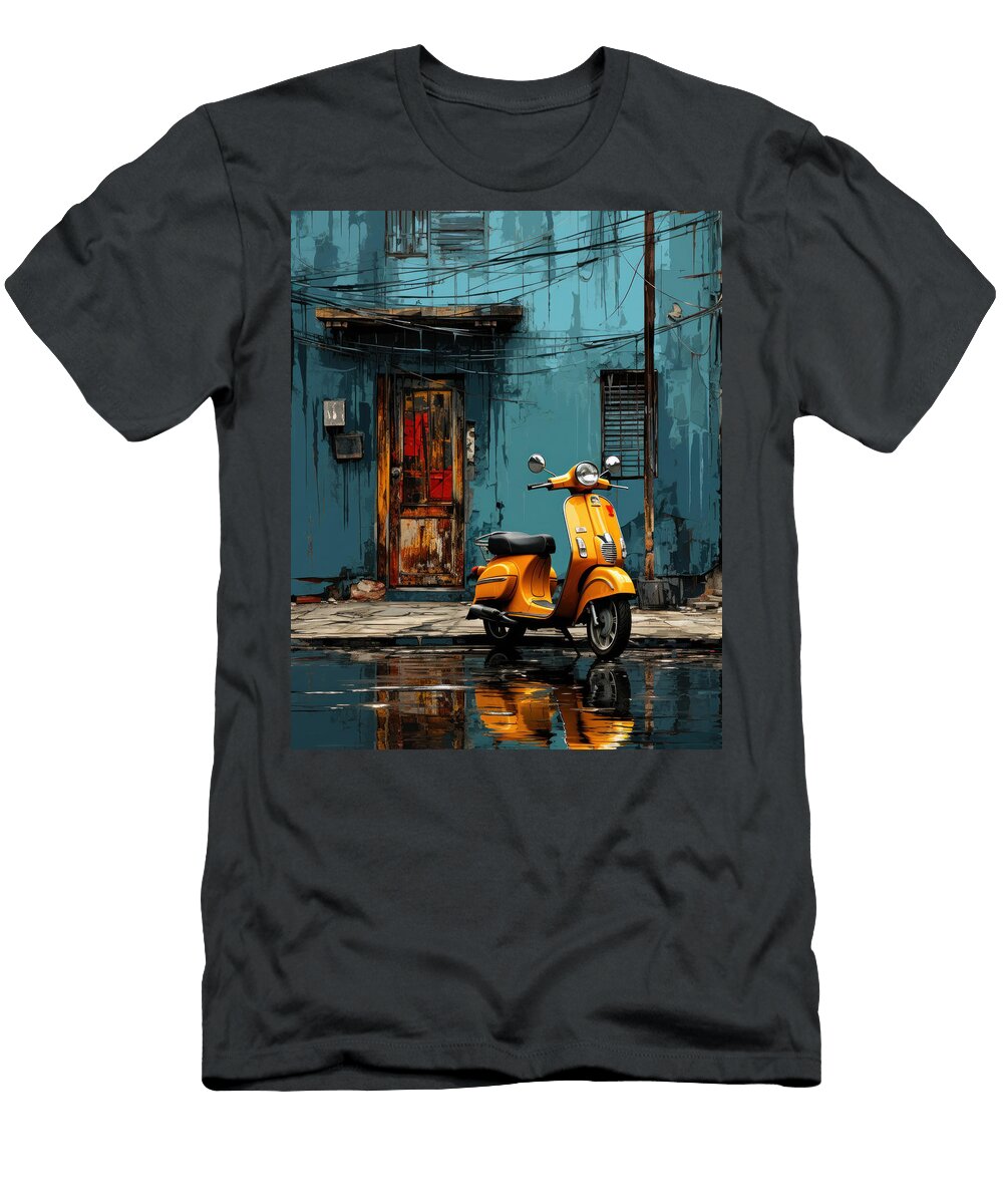 Orange Vespa Italian Scooter N027 Edit Voros T-Shirt