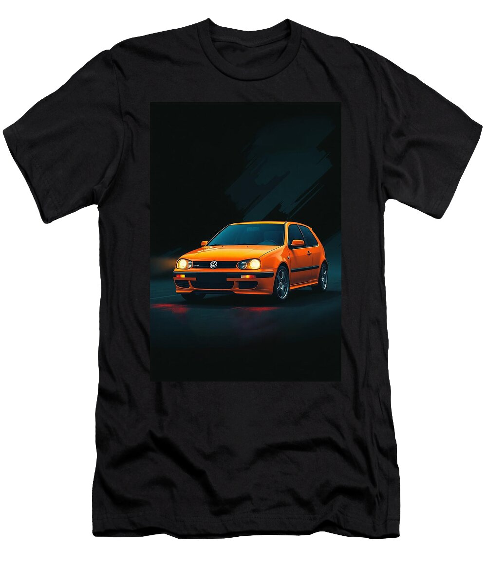 Orange Volkswagen Hatchback Carstoon Concept T-Shirt