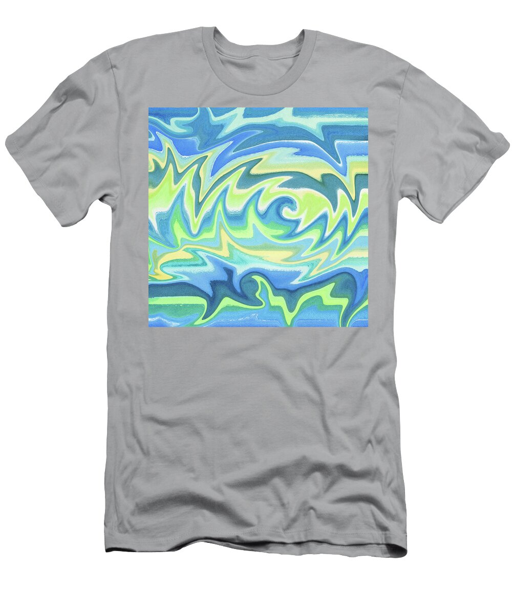 Organic Abstract Swirls and Curves Decorative Pale Blue Green Art Ii Irina Sztukowski T-Shirt