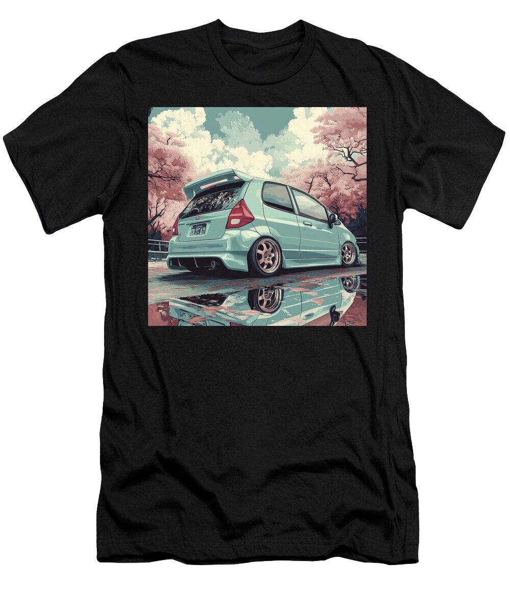 Pastel Car Honda Fit 2001 Japan Hatchback Jdm Car Japanese Art Reflective Image Grayson Sheppard T-Shirt