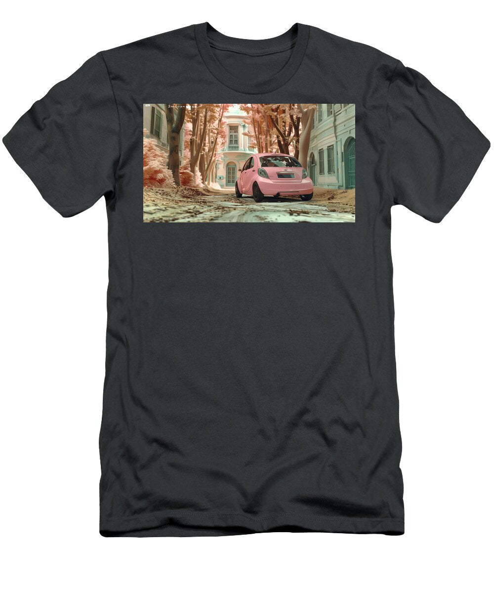 Pastel Pink Cityscape with Car Evie Carrier T-Shirt