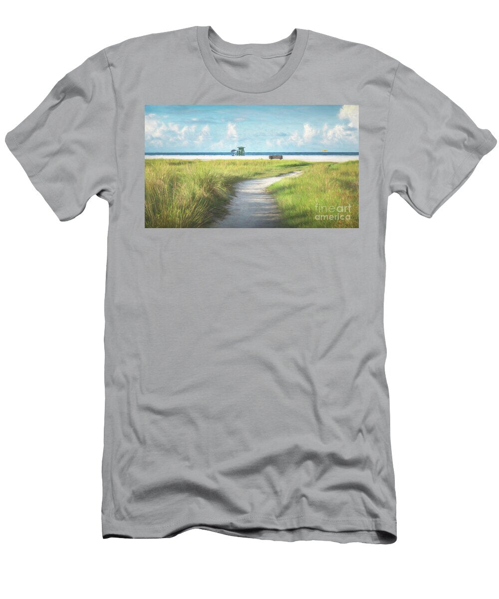 Path to Green Lifeguard Stand Siesta Key Fl Painterly Liesl Walsh T-Shirt