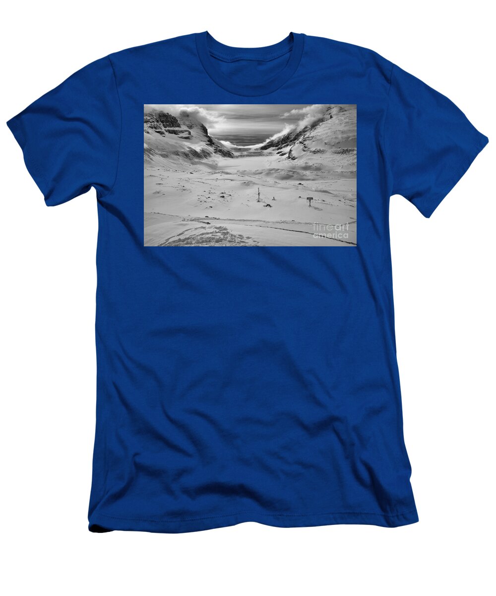 Paths to the Athabasca Glacier Black and White Adam Jewell T-Shirt