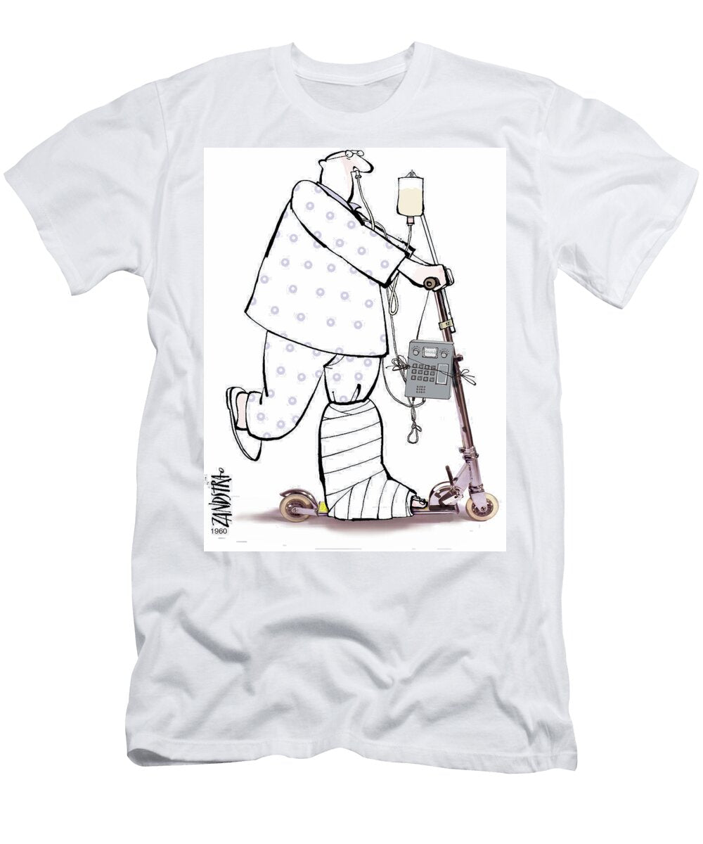 Patient with a Drip on a Micro Scooter Jan Zandstra T-Shirt
