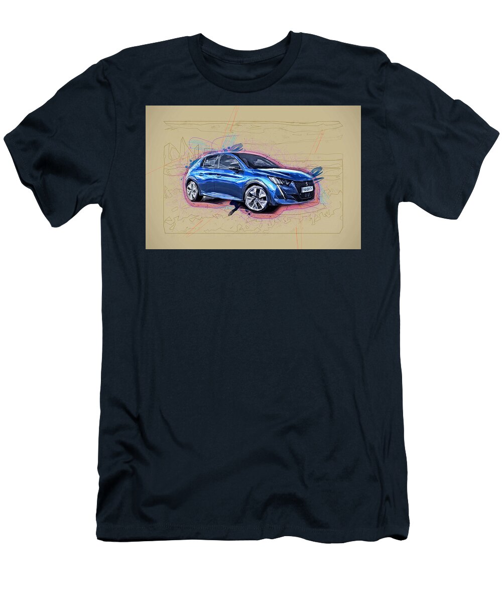 Peugeot 208 2020 Exterior Blue Hatchback French Cars Ola Kunde T-Shirt