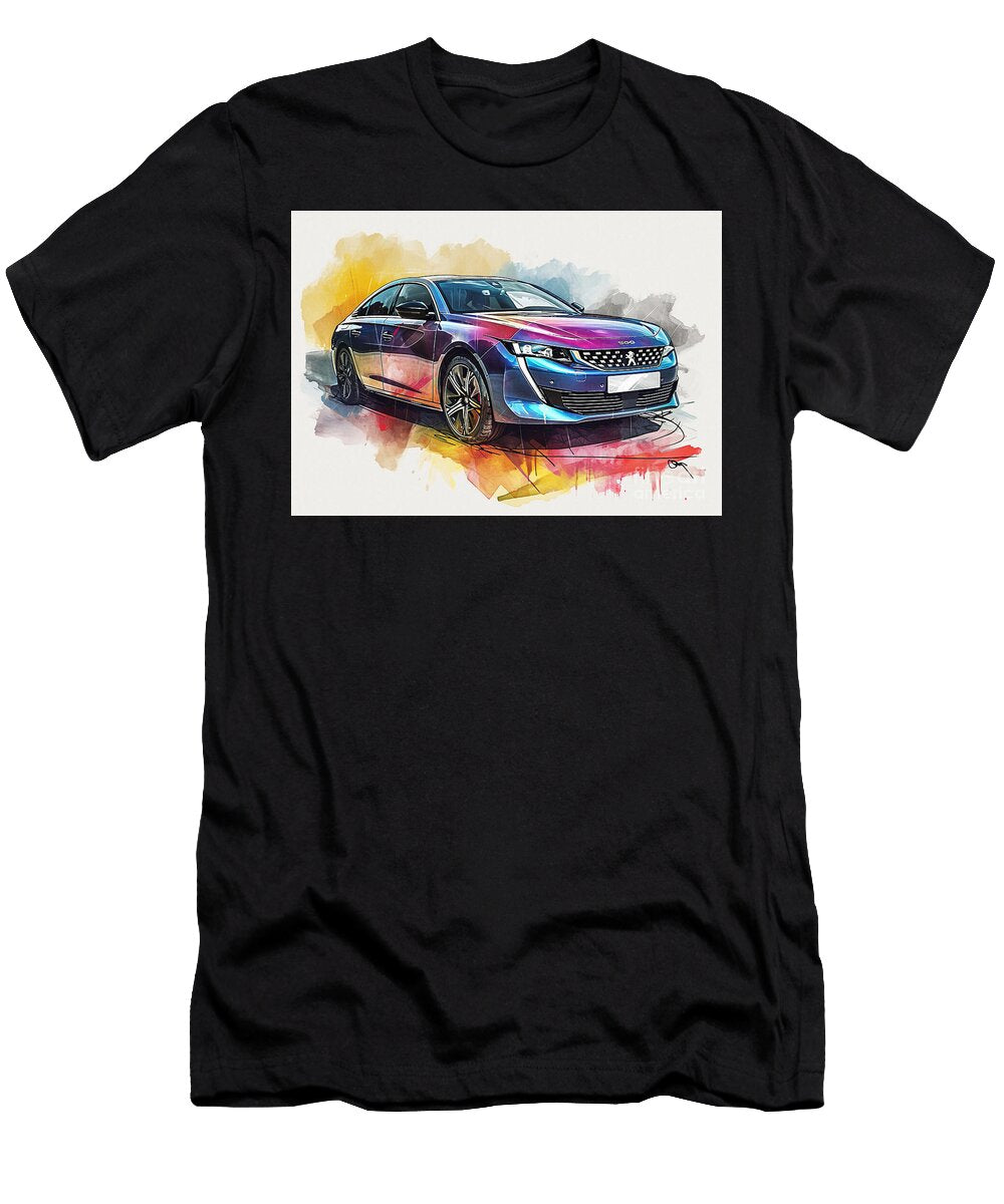 Peugeot 508 Pse Watercolor Abstract Vehicle Clark Leffler T-Shirt