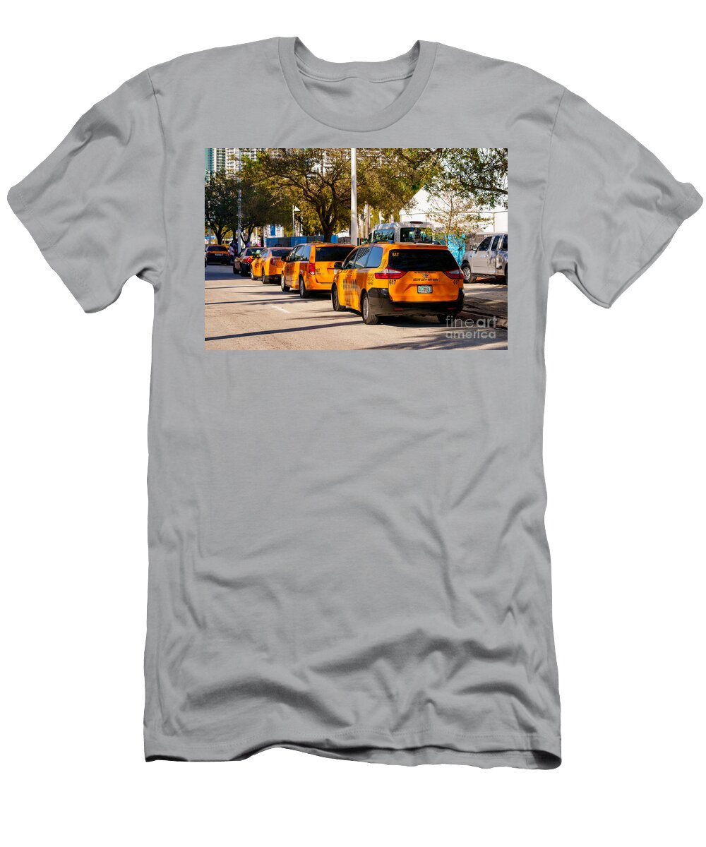 Photo of a Row of Yellow Taxi Cabs in Miami Felix Mizioznikov T-Shirt