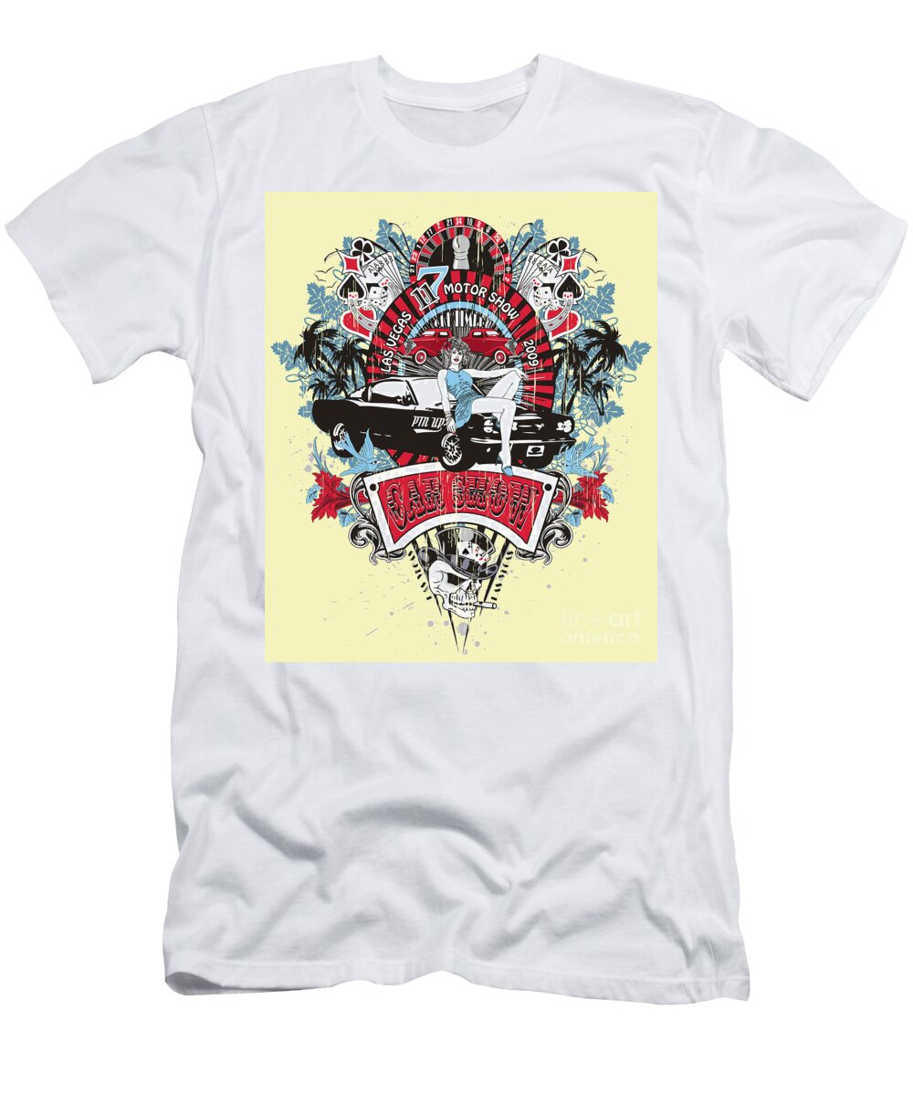 Pin Up Girl Car Show No02 Fat Line T-Shirt