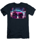 Pink Car Driving Through Neon City Rain Lowell Harann T-Shirt