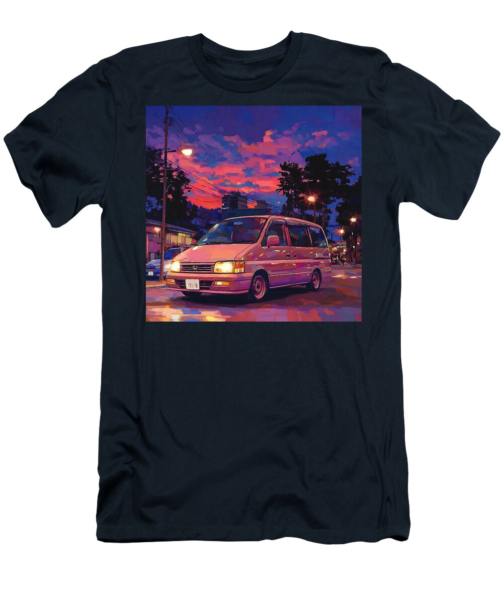 Pink Vehicle Urban Scene Honda Stepwgn 1996 Japan Minivan Jdm Car Vintage Sunset Vibes Grayson Sheppard T-Shirt