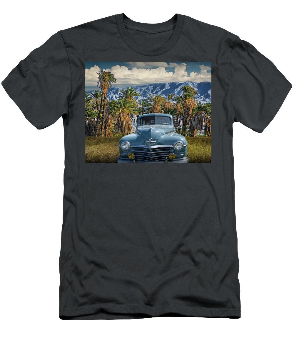 Plymouth Automobile with Palm Trees and Cloudy Blue Sky Near Palm Springs Randall Nyhof T-Shirt