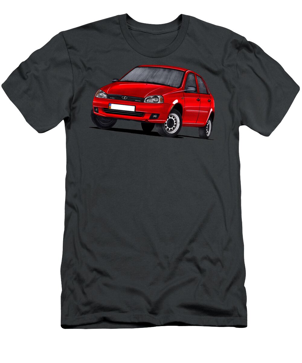 Popular 2000s Family Car Red Lada Kalina 4 Door Sedan Vladyslav Shapovalenko T-Shirt