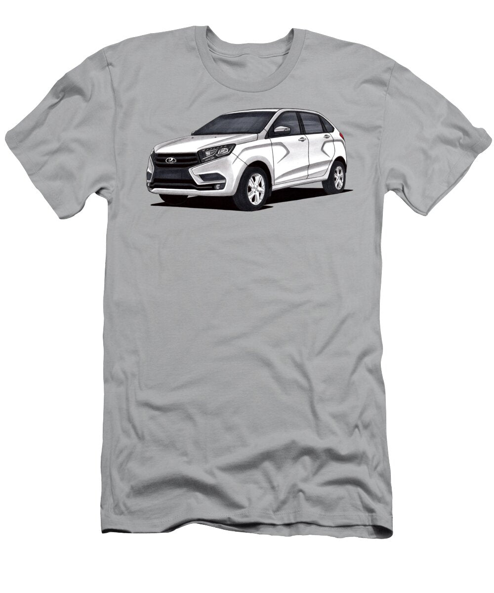 Popular Family Car White Lada Xray 4 Door Hatchback Vladyslav Shapovalenko T-Shirt