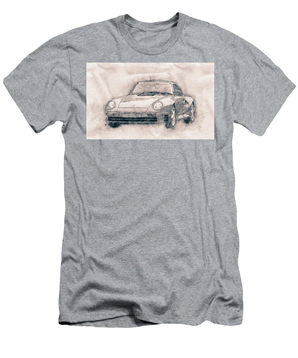 Porsche 959 Sports Car Roadster 1986 Automotive Art Car Posters Studio Grafiikka T-Shirt