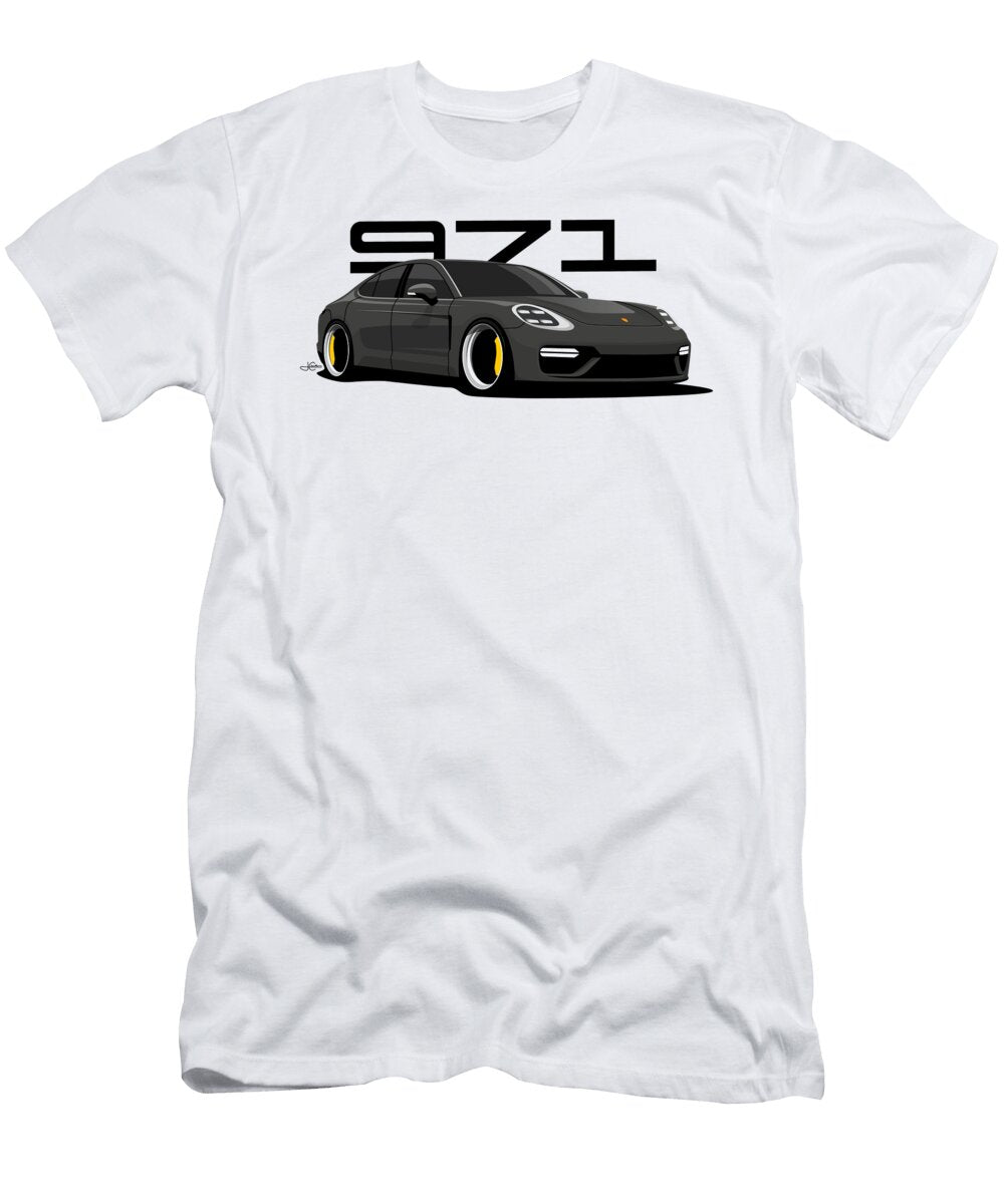 Porsche Panamera 971 Sleek Black Sports Car John Cassella T-Shirt