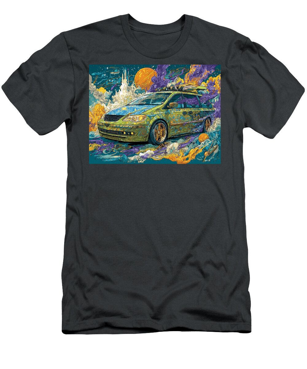 Psychedelic Van in Cosmic Scene Saturn Relay 2005 Minivan Space Vehicle Cosmic Car Cosmic Cruiser Ar Hollie Love T-Shirt