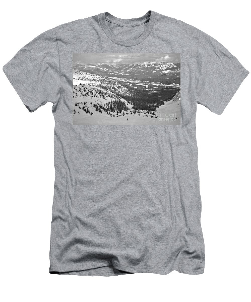 Purcell Mountain Views in Golden Bc Black and White Adam Jewell T-Shirt