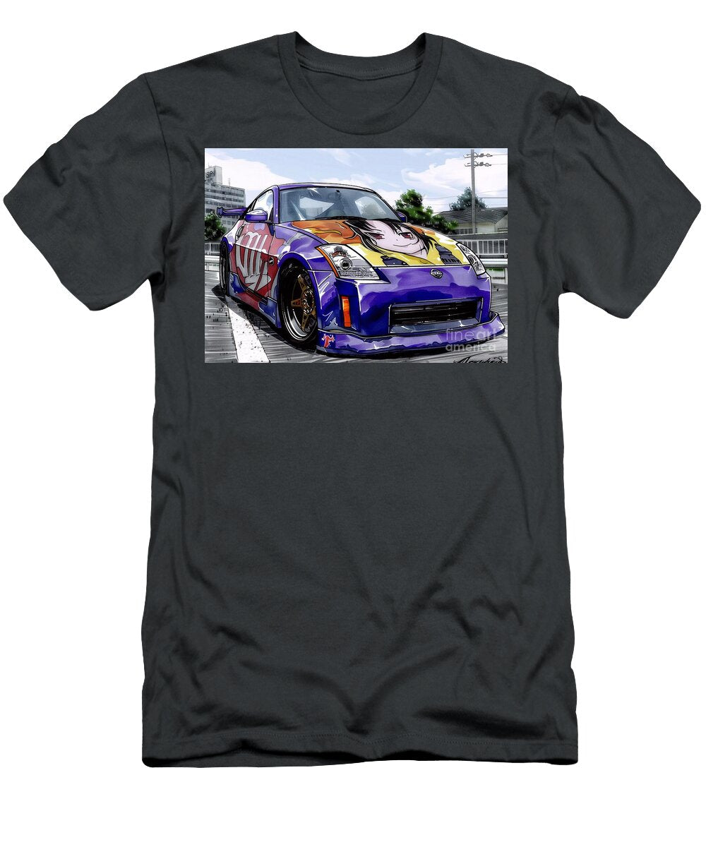 Purple Nissan 350z with Anime Girl Wrap Car Art Illustration Destiney Sullivan T-Shirt