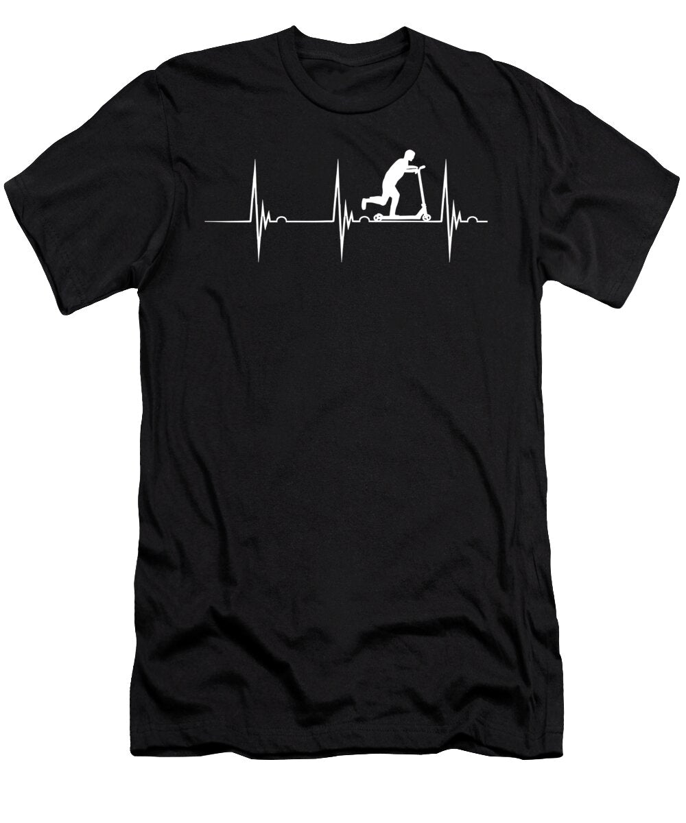 Push Scooter Rider Bike Heartbeat Ekg Pulse Scootering 1 T-Shirt