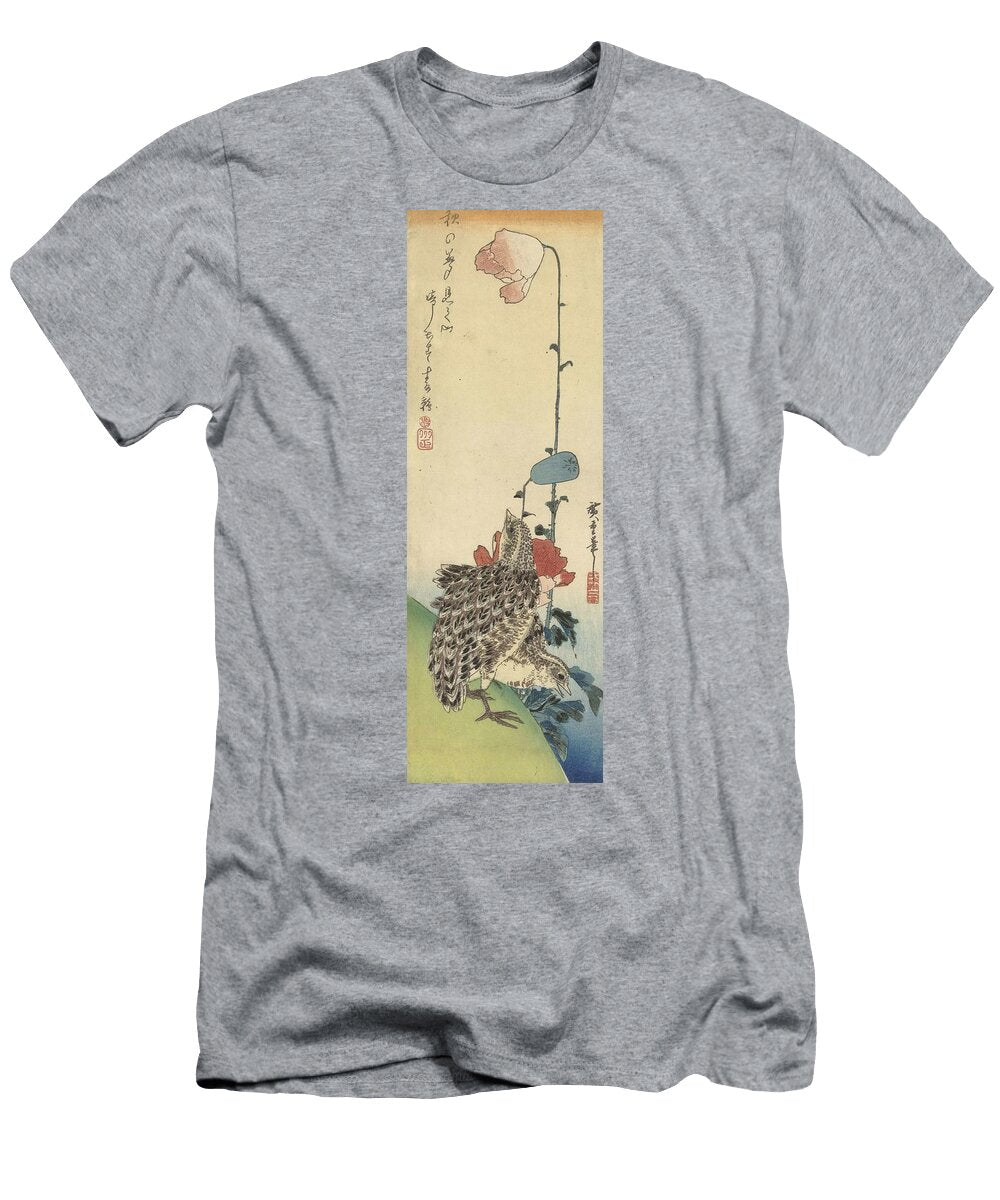 Quail and Poppies Hiroshige I Utagawa 1830 1835 Celestial Images T-Shirt
