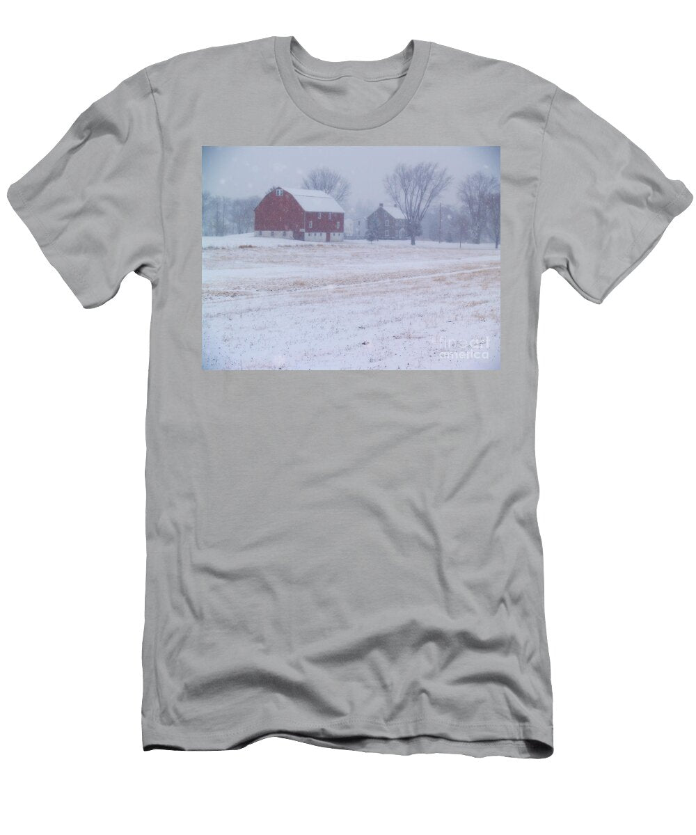 Quakertown Farm on Snowy Day Anna Lisa Yoder T-Shirt