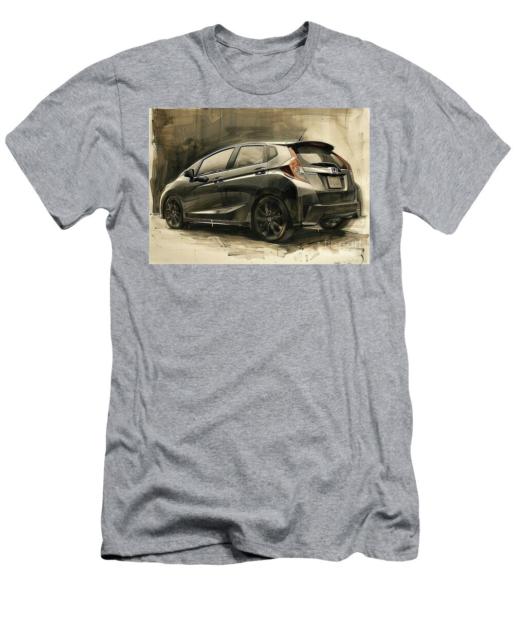 Realistic Sketch of a Modern Hatchback Car Honda Fit Car Lowell Harann T-Shirt