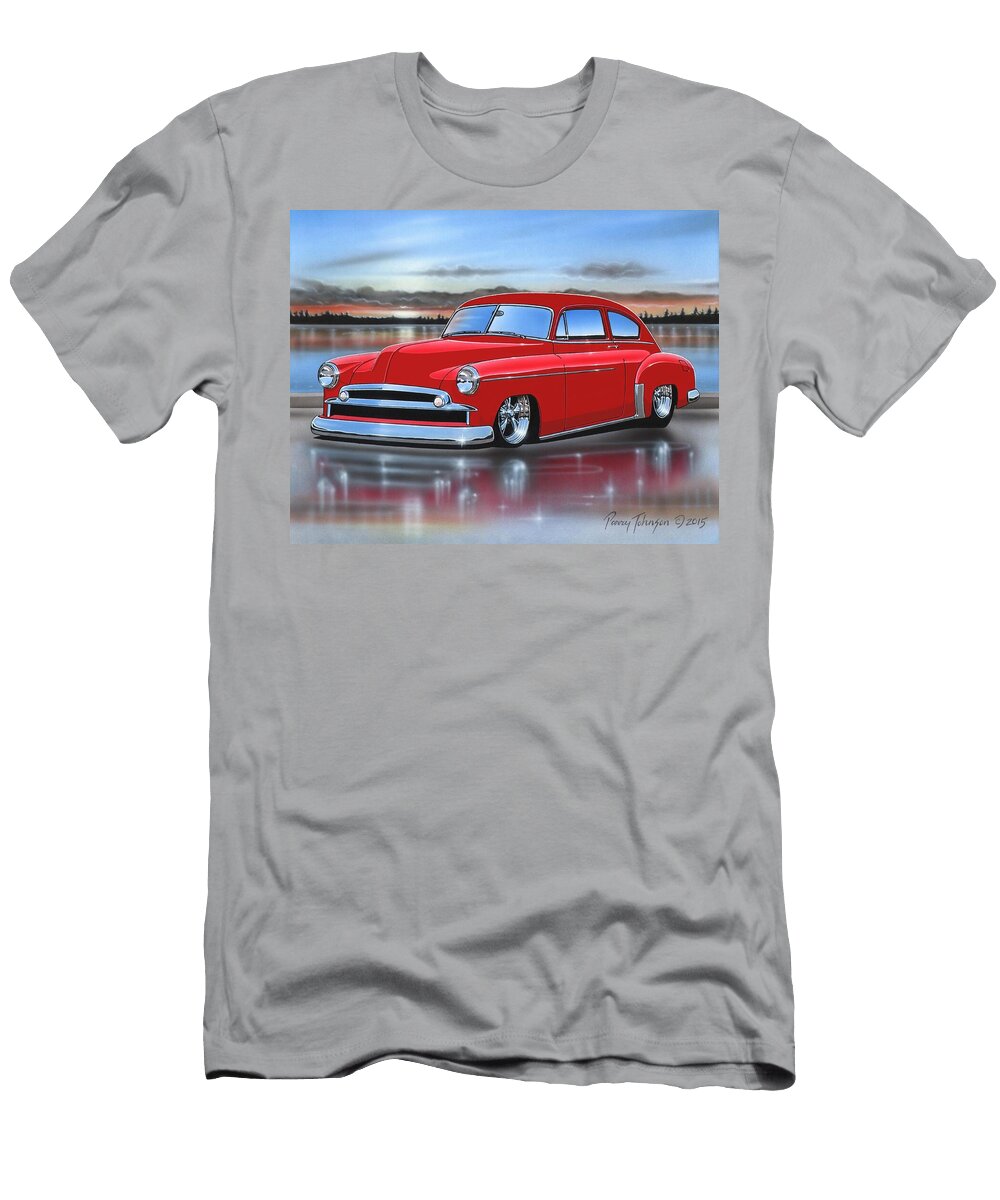 Red 49 Chevy Fleetline Sedan Parry Johnson T-Shirt