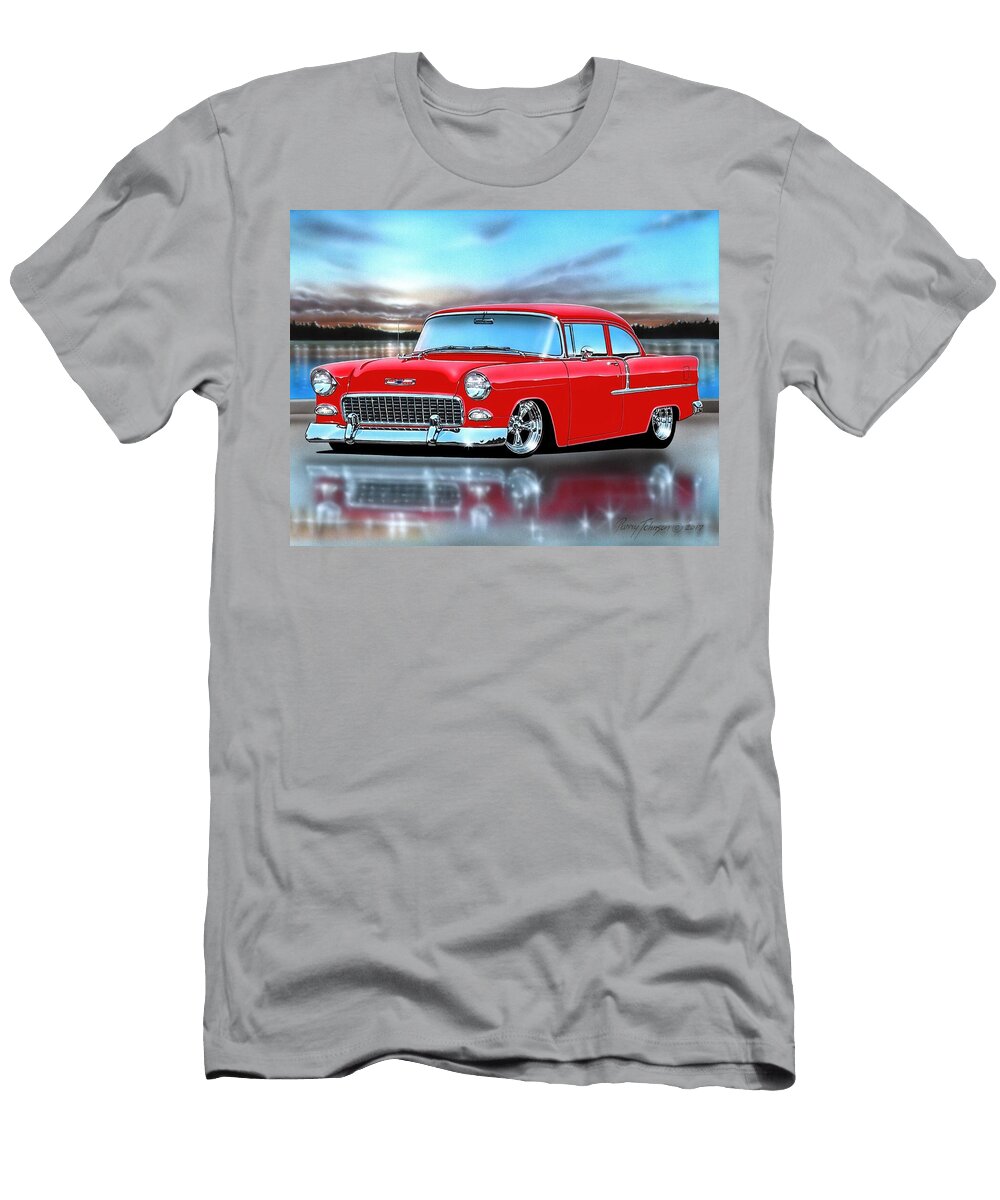 Red 55 Chevy 210 Sedan Parry Johnson T-Shirt