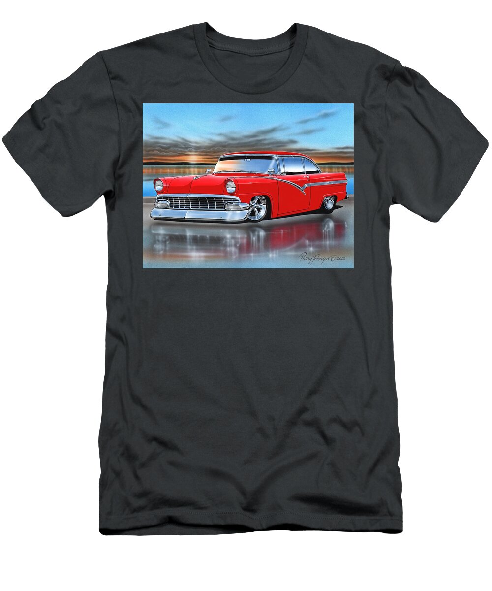 Red 56 Ford Victoria Parry Johnson T-Shirt