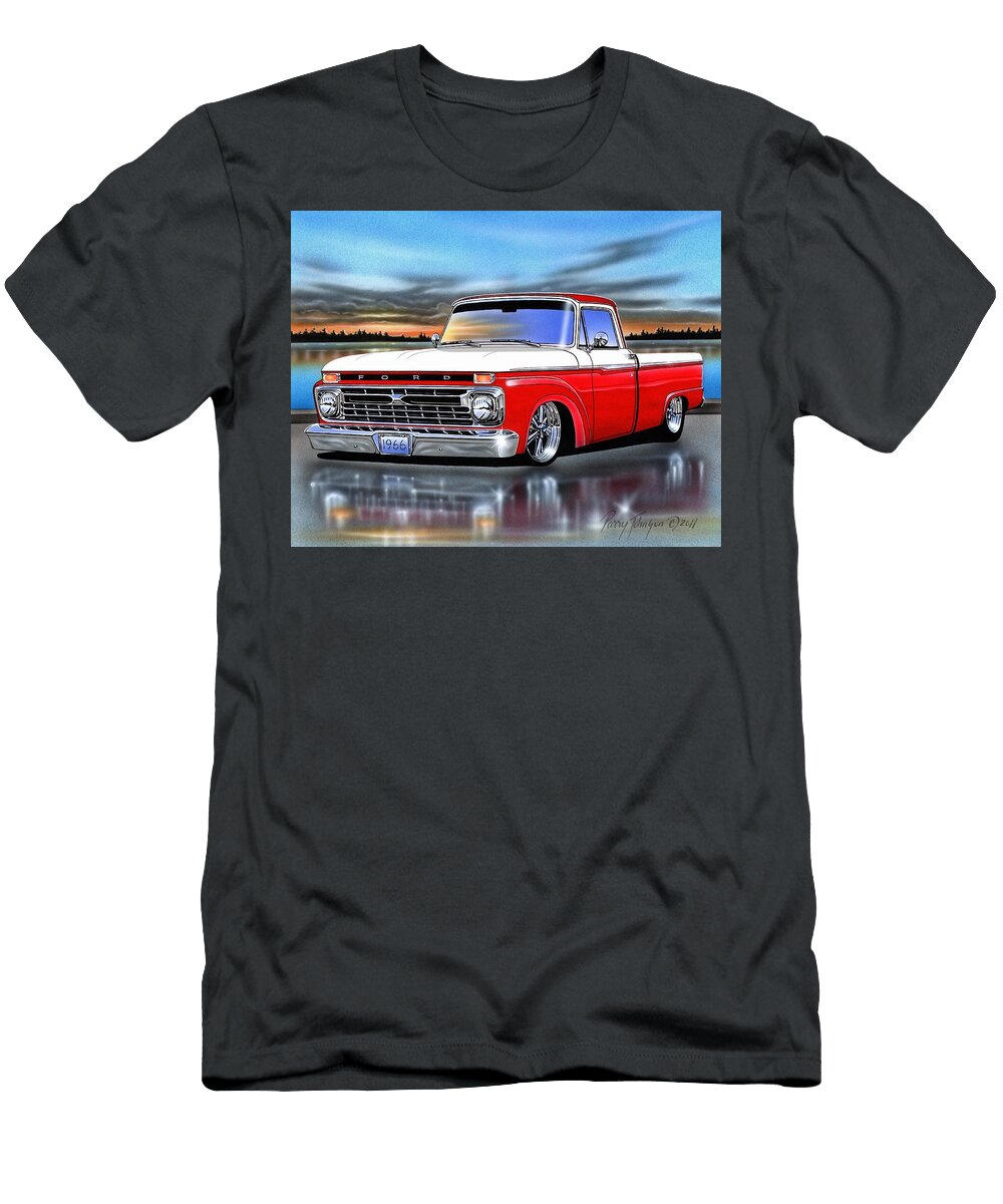 Red and White 66 Ford F100 Styleside Parry Johnson T-Shirt