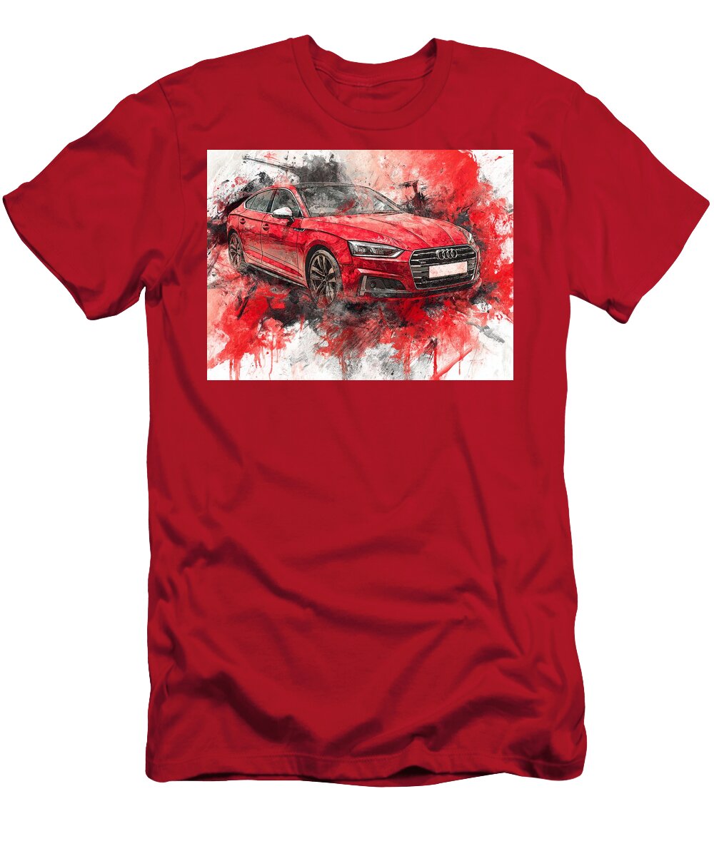 Red Car Art Audi A5 Sportback 2017 Hatchback Stylish Design Red Car Artistic Design Hollie Love T-Shirt