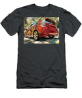 Red Car in Animated Style Toyota Prius 2010 Hatchback Urban Scene Colorful Car Vibrant Red Car Illus Hollie Love T-Shirt