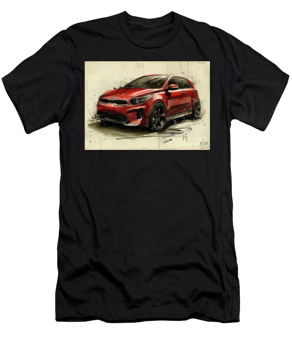 Red Car Sketch Front View Concept Design Illustration Kia Rio Car Lowell Harann T-Shirt
