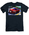 Red Car Speeding Through City Streets Illustration Destiney Sullivan T-Shirt