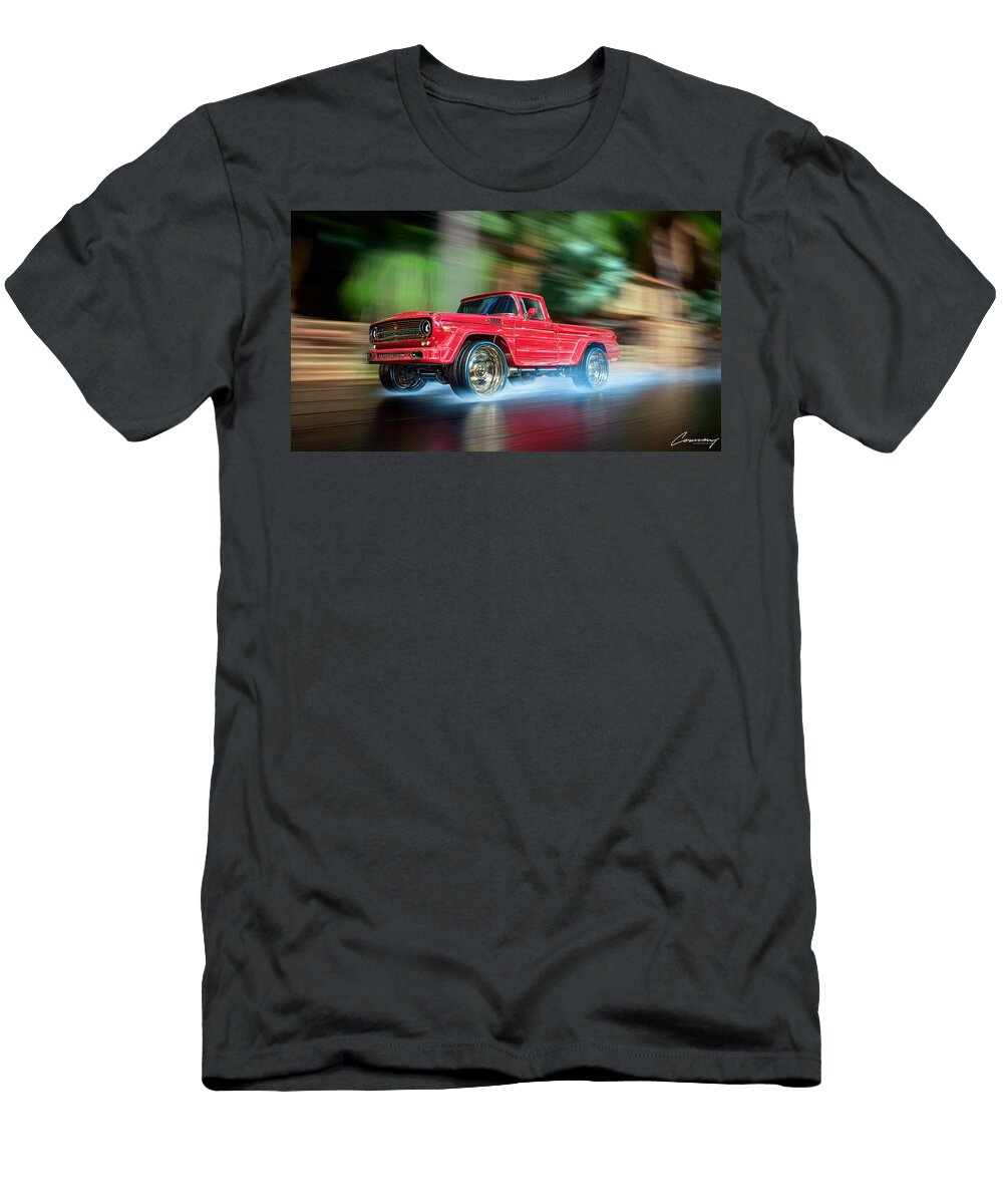 Red Classic Pickup Truck in Motion Evie Carrier T-Shirt