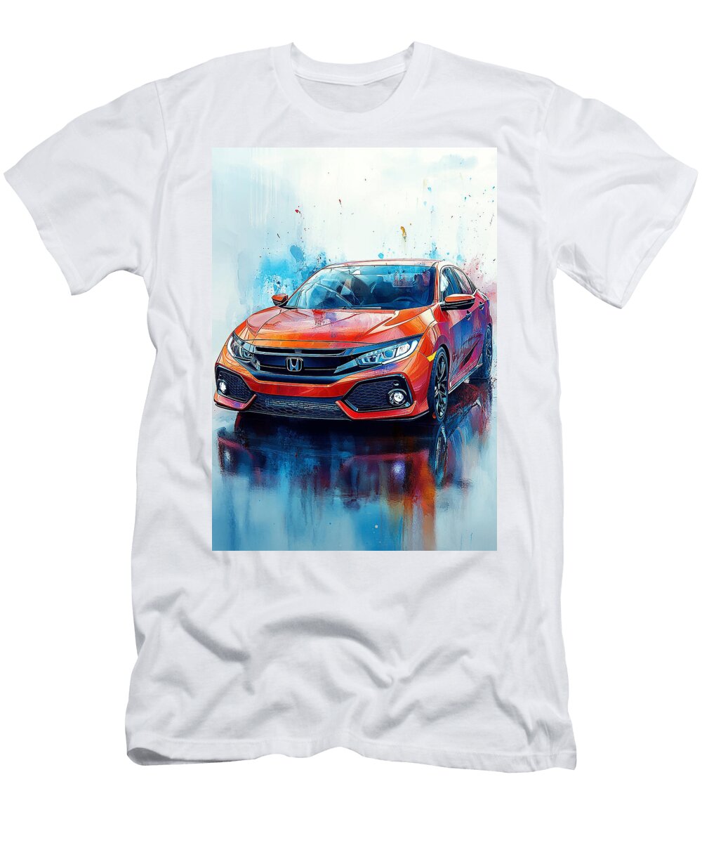 Red Honda Civic a Striking Automotive Masterpiece Kari Goldfalse T-Shirt