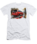 Red Minivan Art Watercolor Illustration of a Custom Minivan in a Forest Lowell Harann T-Shirt