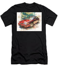Red Sedan Surrounded By Nature Saturn Sl 2000 Sedan Artistic Car Vintage Car Vibrant Red Car Drawing Hollie Love T-Shirt