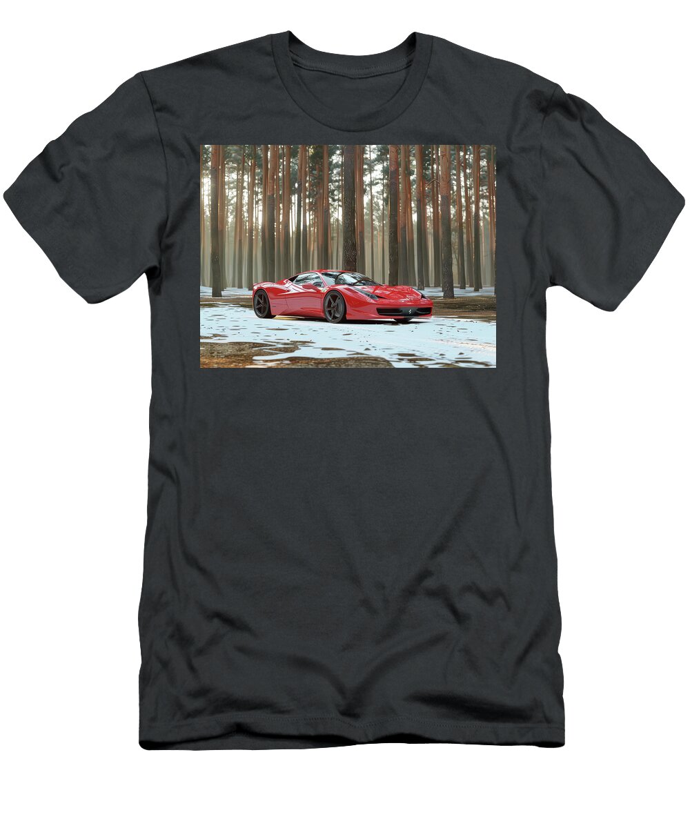 Red Sports Car in Forest Evie Carrier T-Shirt