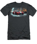 Red Sports Car in Snowy Street Evie Carrier T-Shirt