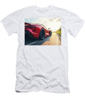 Red Sports Car on Sunlit Road Evie Carrier T-Shirt
