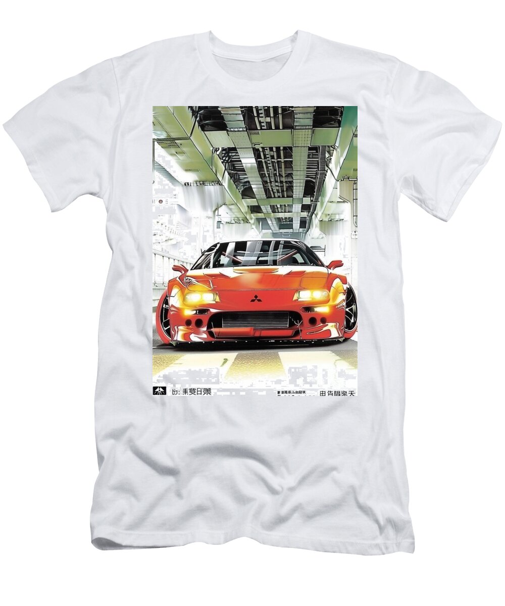 Red Sports Mitsubishi 3000gt Car Under a Bridge Japanese Mitsubishi 3000gt Car Culture Lowell Harann T-Shirt